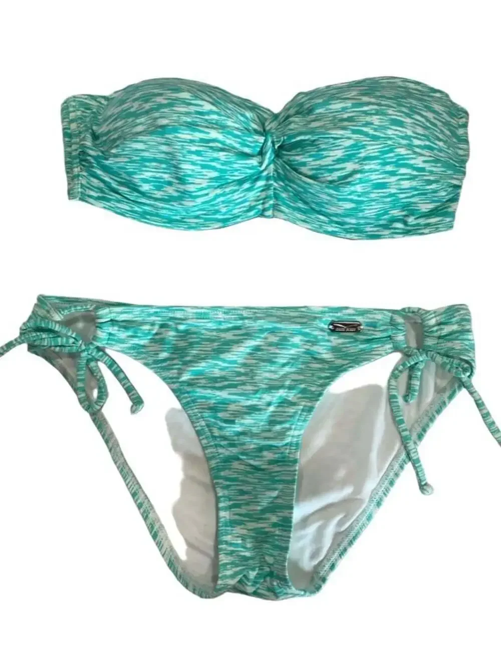 Venice Beach Green White Space Dye Two Piece Bikini Set Swimsuit US 2
